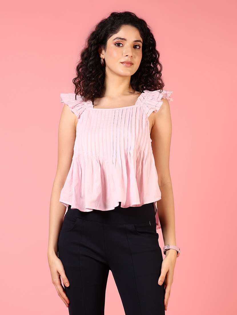 women solid sleeveless peplum top