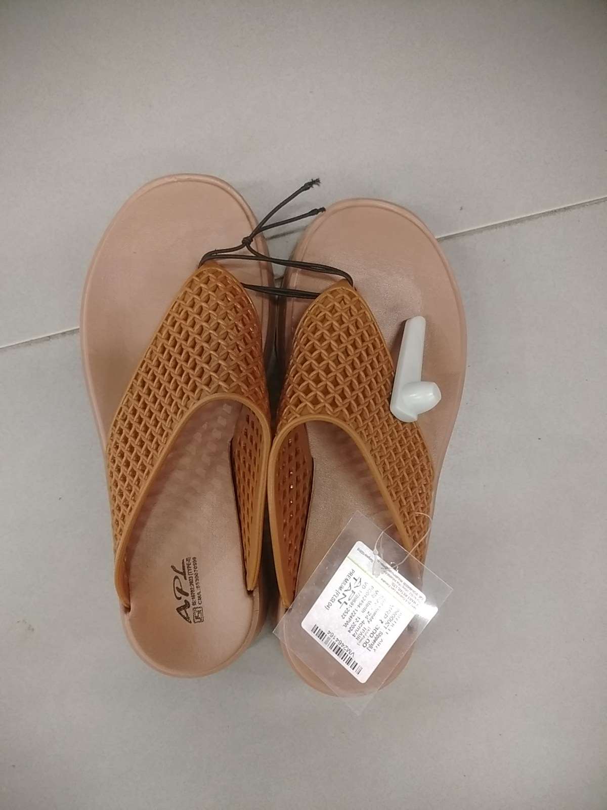 tan pvc flip flops - 21718419 -  Zoom Image - 0