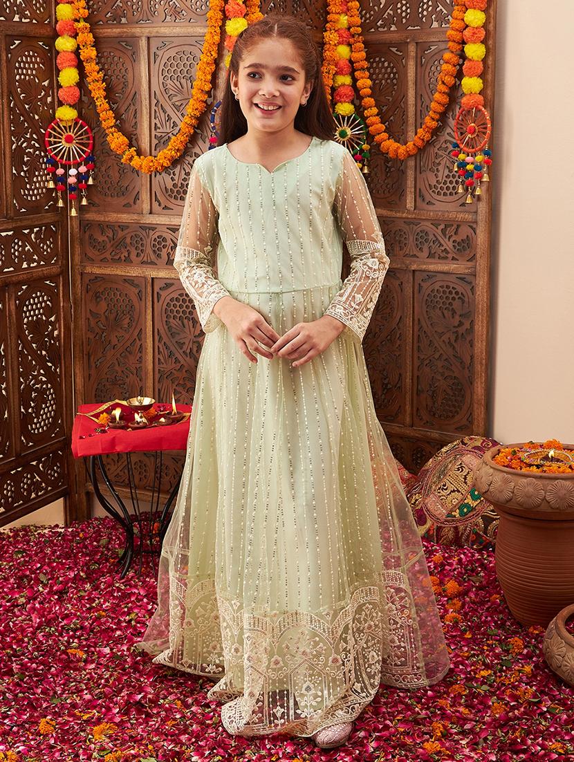 women embroidered long sleeve party gown - 21718532 - Zoom Image - 0