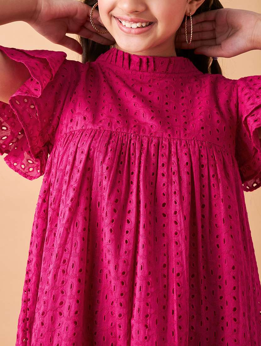 girls solid flared sleeves tiered dress  - 21718536 -  Standard Image - 5