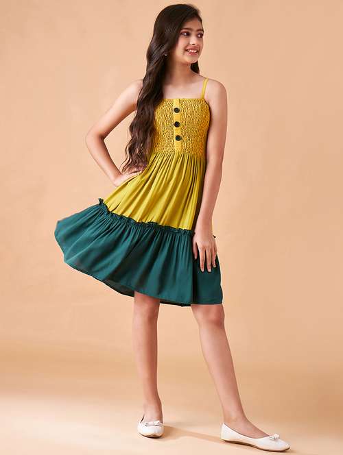 girls color blocked sleeveless tiered dress - 21718552 -  Standard Image - 0