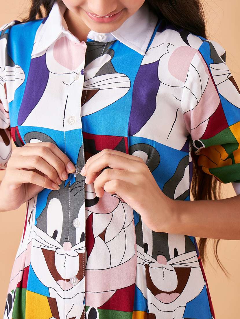 girls printed collared shirt dress - 21718654 -  Standard Image - 5