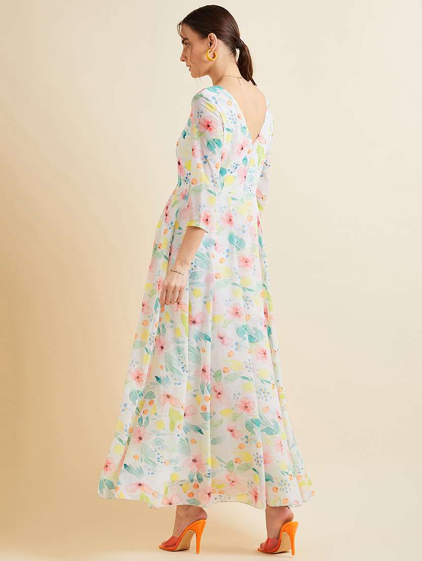 women floral print round neck fit & flare dress - 21718691 - Standard Image - 3