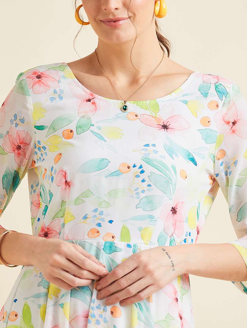women floral print round neck fit & flare dress - 21718691 - Standard Image - 5