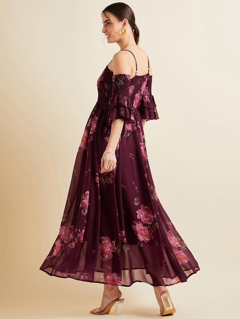 women floral print bell sleeves fit & flare dress - 21718697 - Standard Image - 3