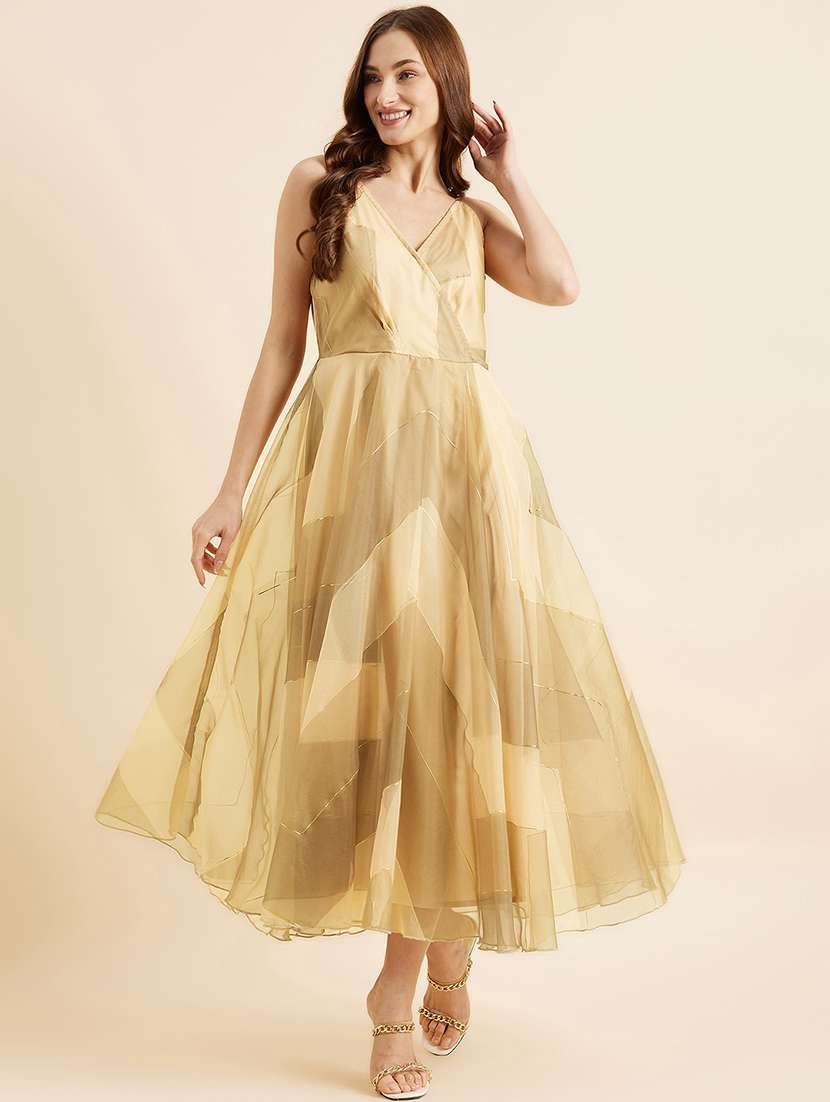 women printed shoulder strap fit & flare dress - 21718698 - Zoom Image - 0