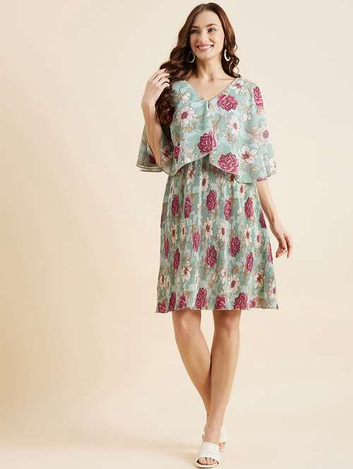 women floral print v-neck a-line dress - 21718702 -  Standard Image - 0