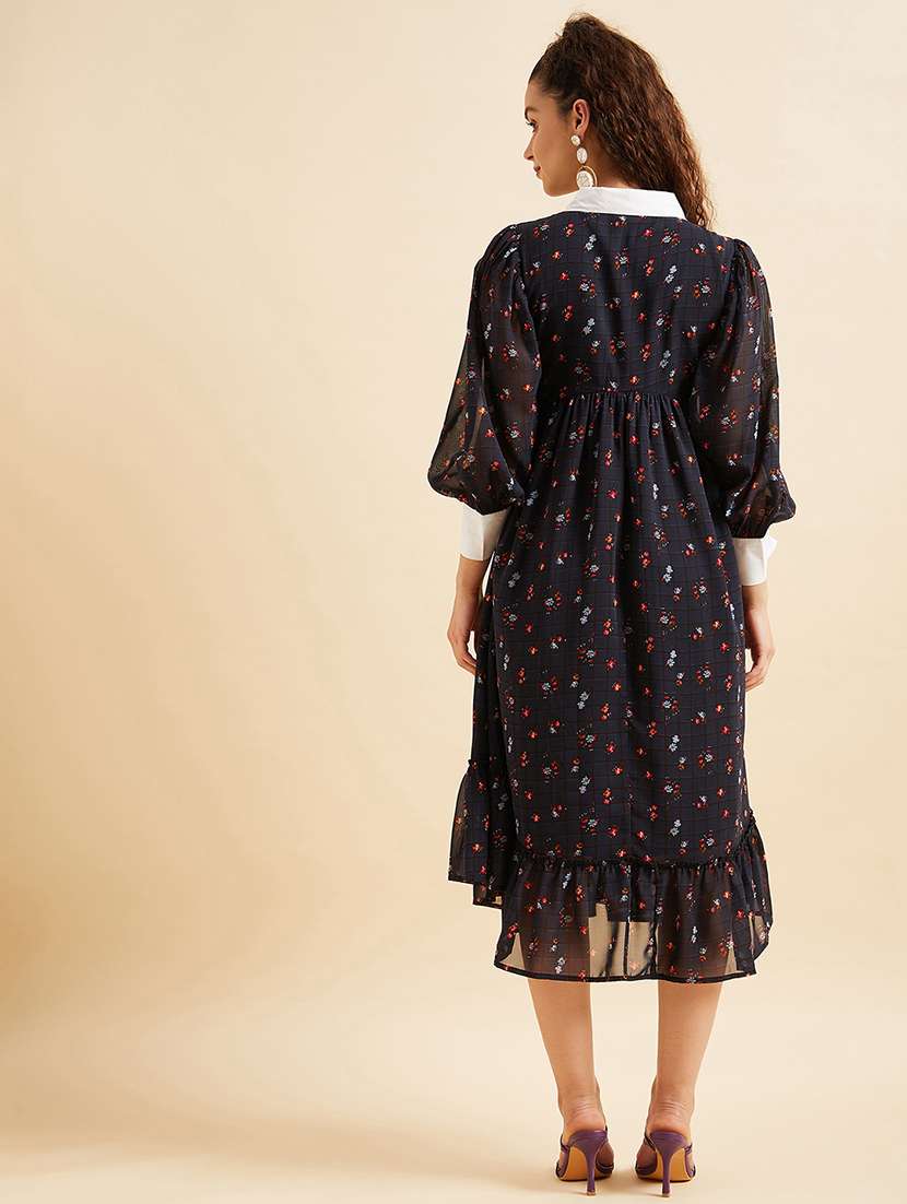 women printed puff sleeves tiered dress - 21718705 -  Standard Image - 3