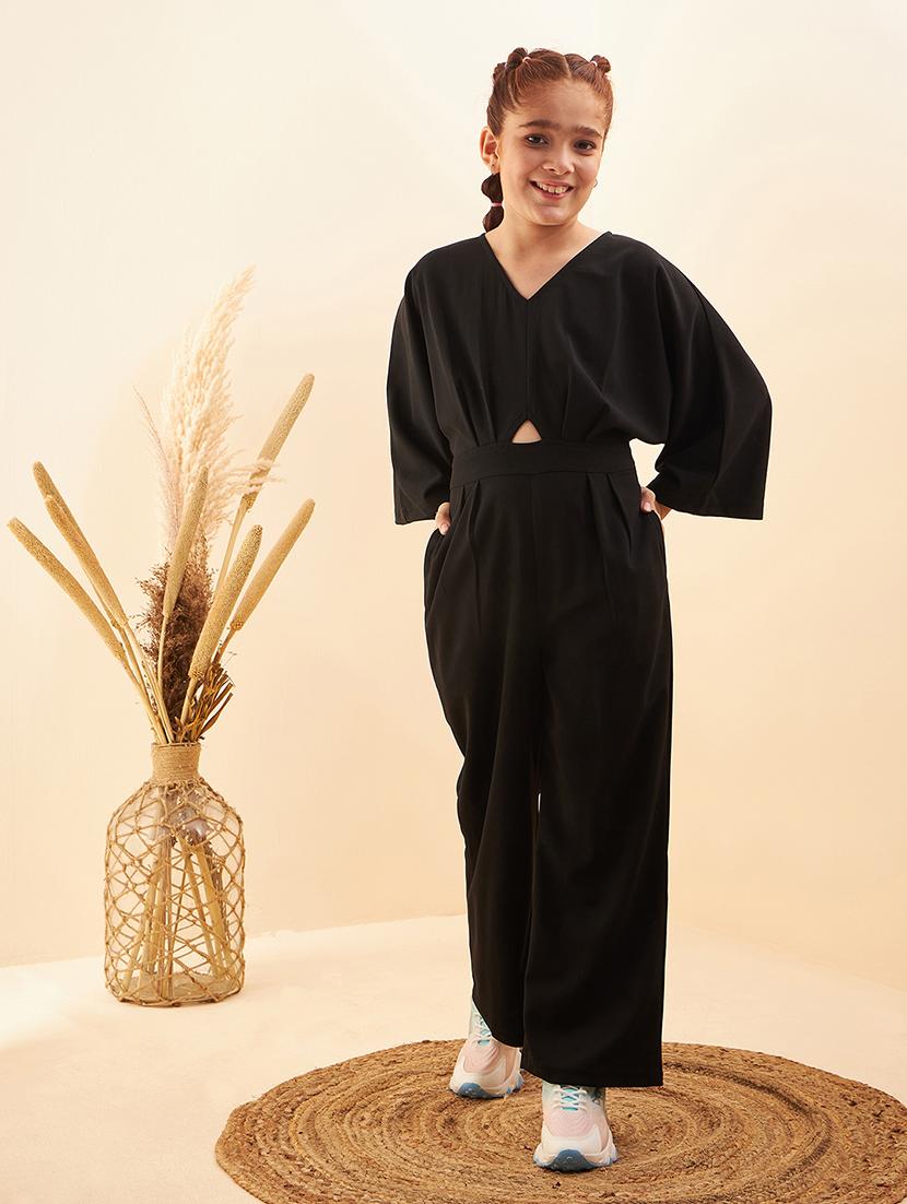girls solid full length jumpsuit - 21718776 - Zoom Image - 0