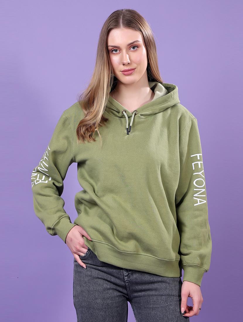 women printed hooded long sleeves sweatshirt - 21719482 - Zoom Image - 0