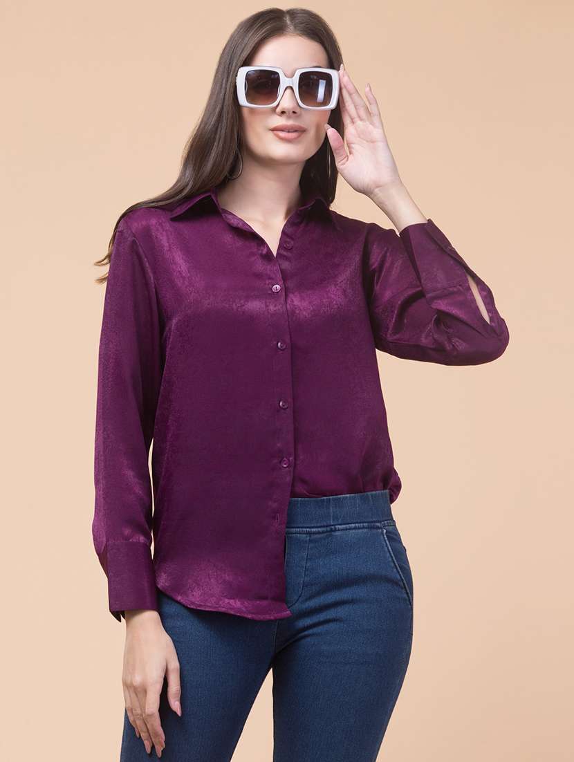 Women Solid Collared Regular Shirt - 21719704 -  Standard Image - 3