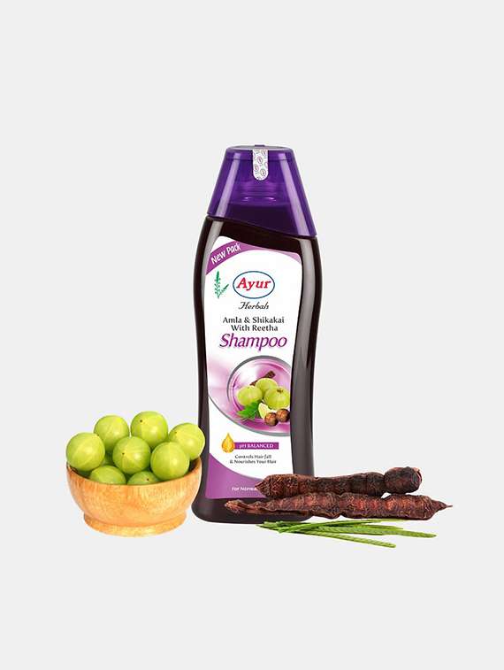 ayur herbals amla & shikakai shampoo with reetha conditoner i dandruff ,hair fall & greying i unisex, pack of 2-200ml each