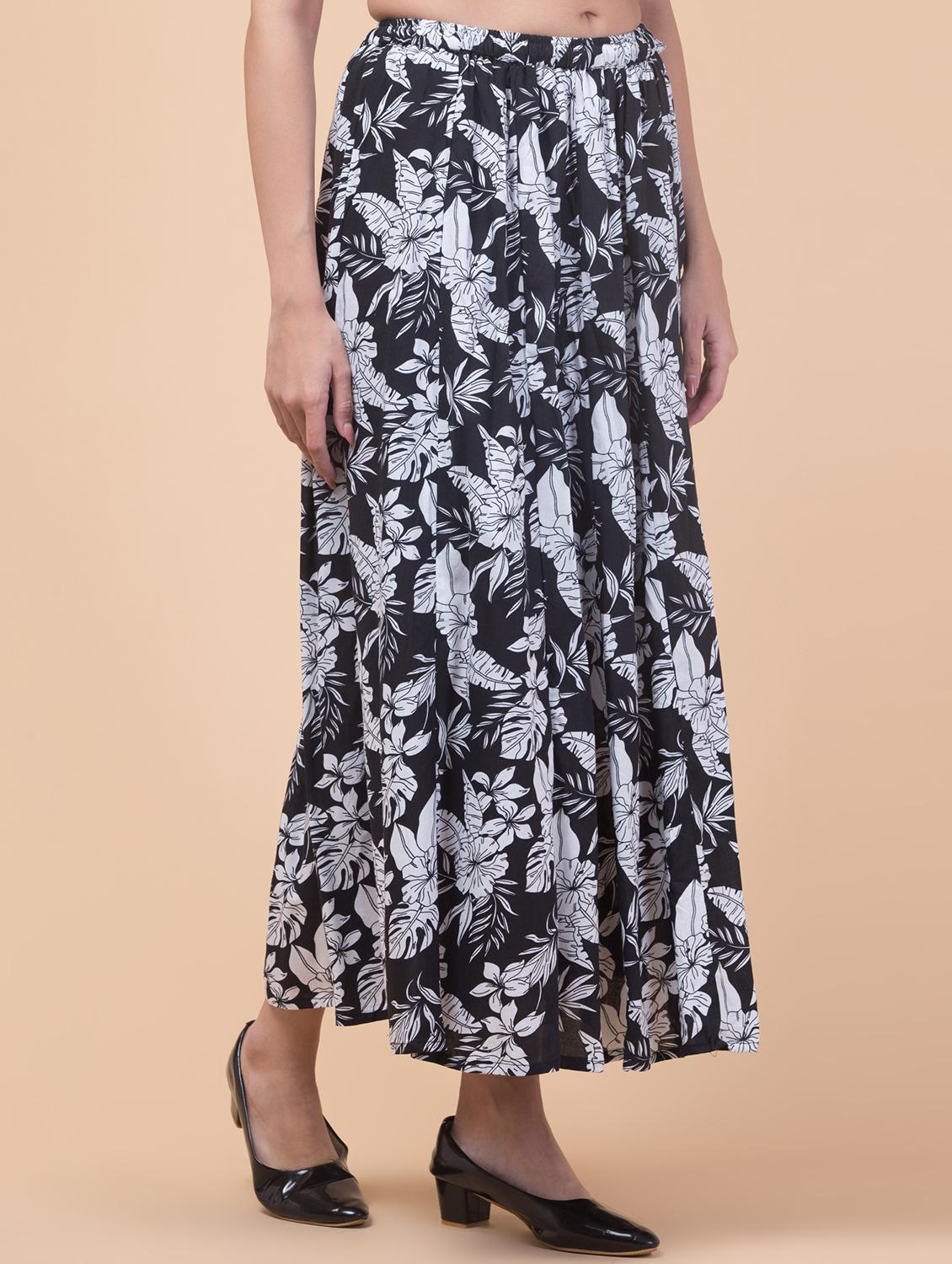 women printed mid rise flared long skirt - 21719718 - Standard Image - 3