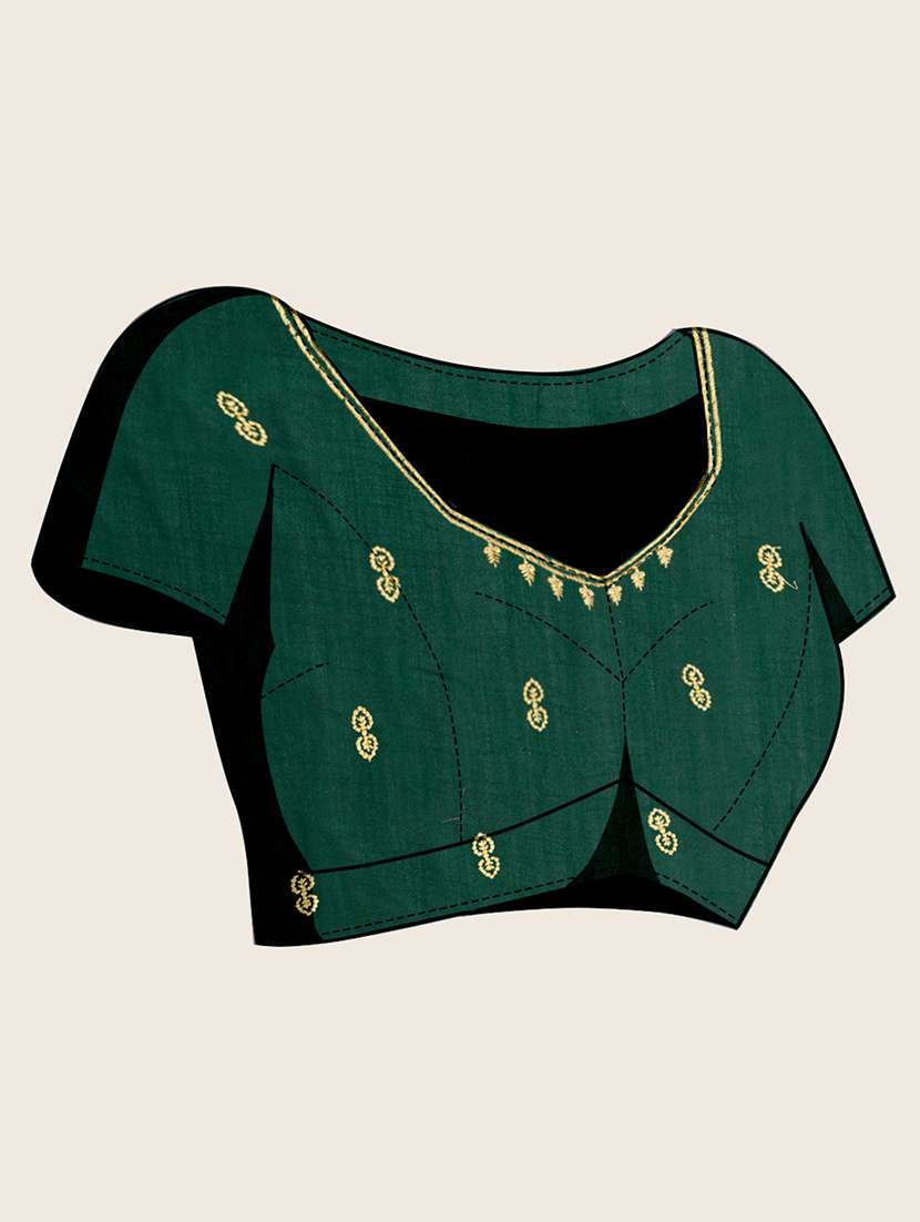 women green embroidered saree with blouse - 21719760 - Standard Image - 3