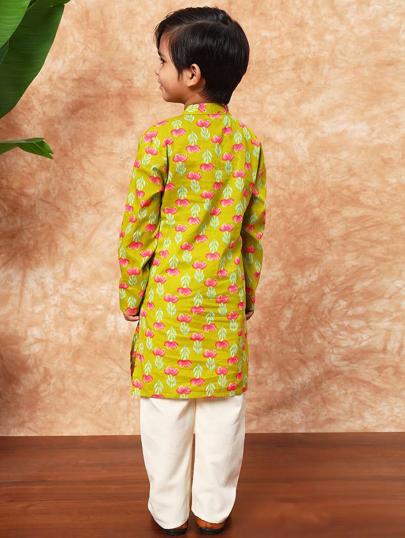 boys mandarin neck printed kurta pyjama set - 21719813 - Standard Image - 3