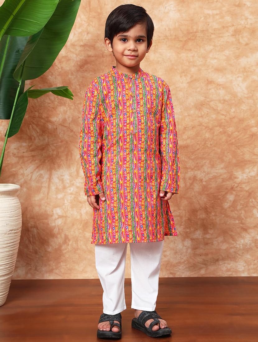 boys printed kurta pajama with jacket - 21719824 - Standard Image - 3