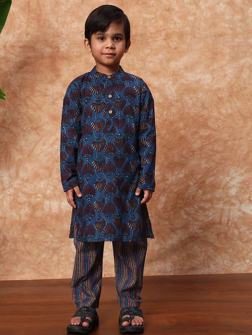 boys printed kurta pajama with jacket - 21719826 - Standard Image - 3