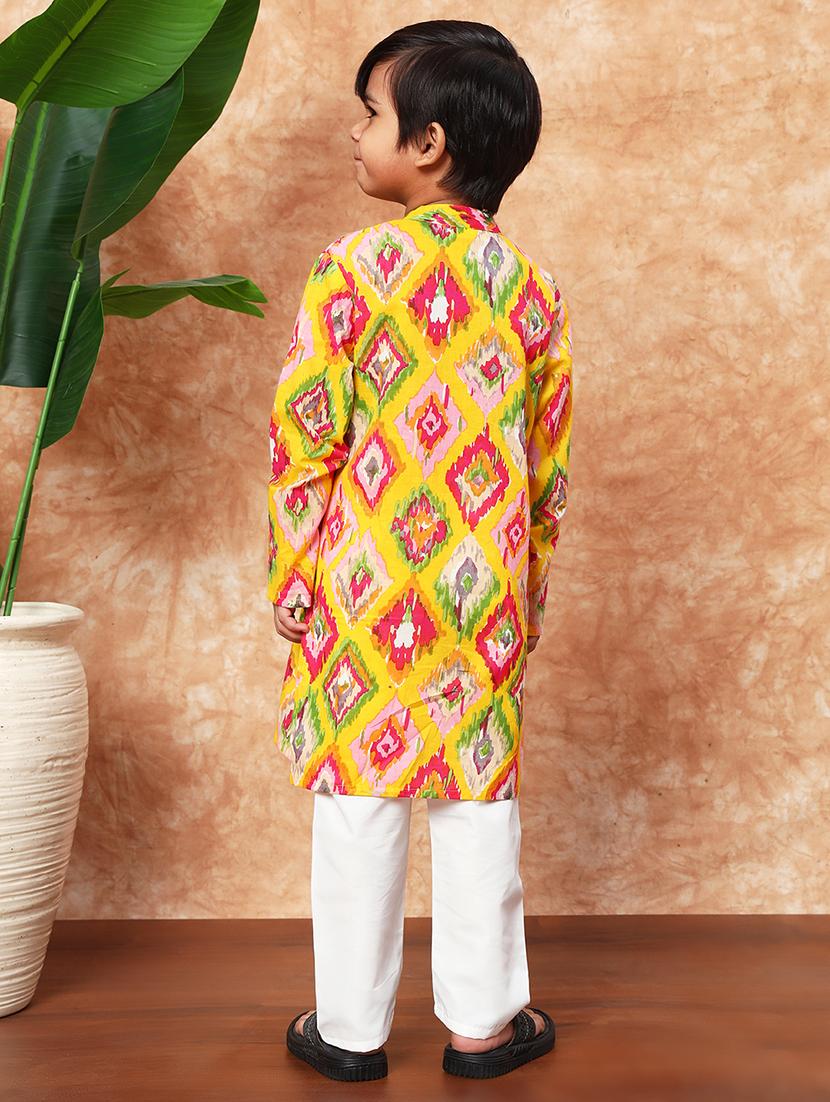 boys mandarin neck printed kurta pyjama set - 21719827 - Standard Image - 3