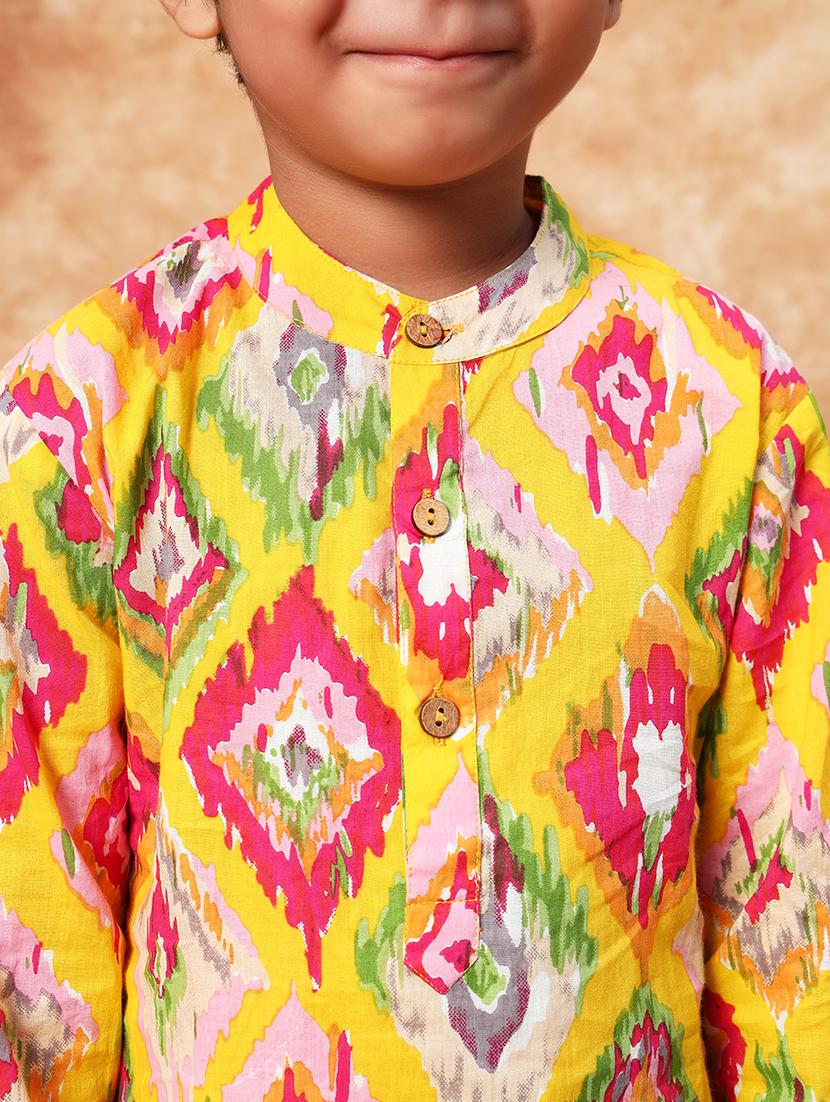 boys mandarin neck printed kurta pyjama set - 21719827 - Standard Image - 5
