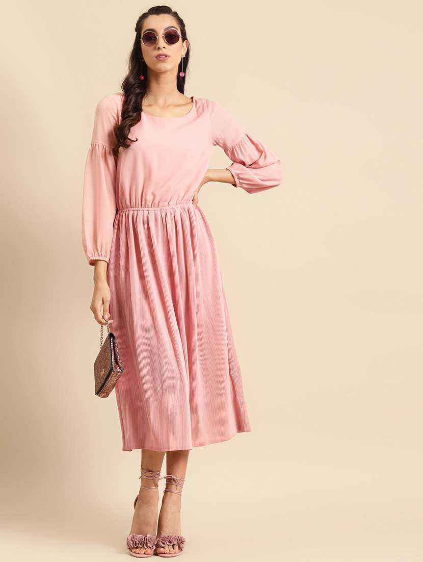 women solid long sleeves  a-line dress - 21719832 -  Standard Image - 3