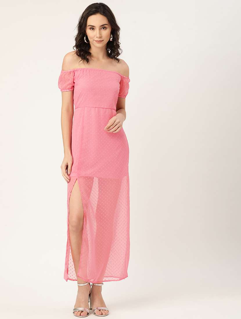 women self designed off shoulder sheath dress
