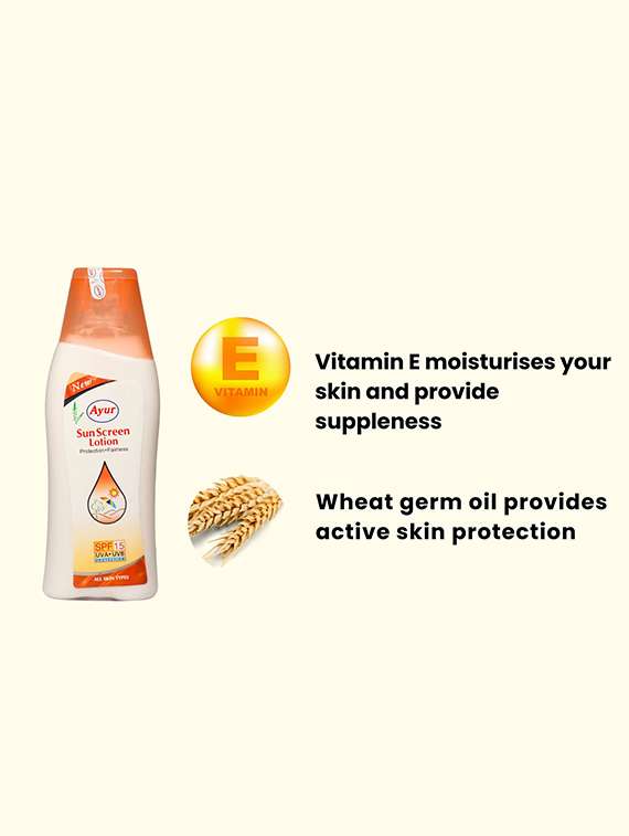 ayur herbals sun screen lotion with vitamin -e & wheatgerm oil i skin against harmful uva / uvb of sun i pack of 2 -100ml - 21719842 -  Standard Image - 3
