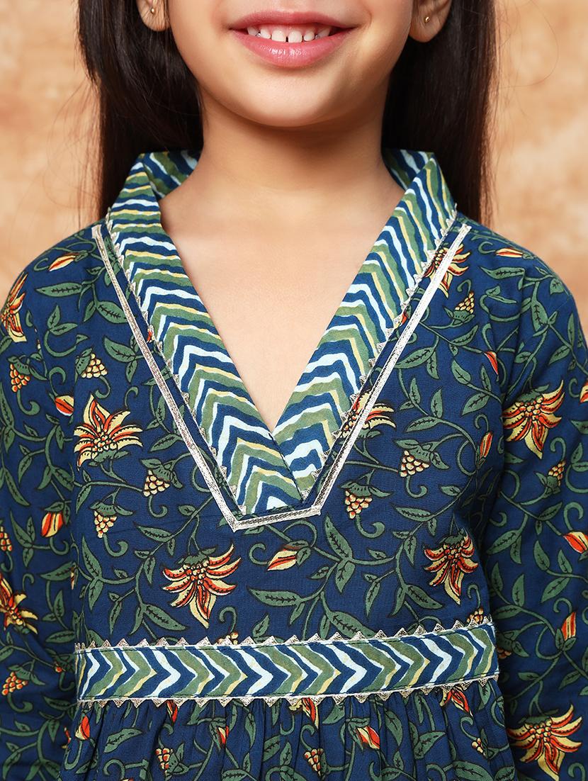 girls printed cotton kurta salwar set - 21719851 - Standard Image - 5