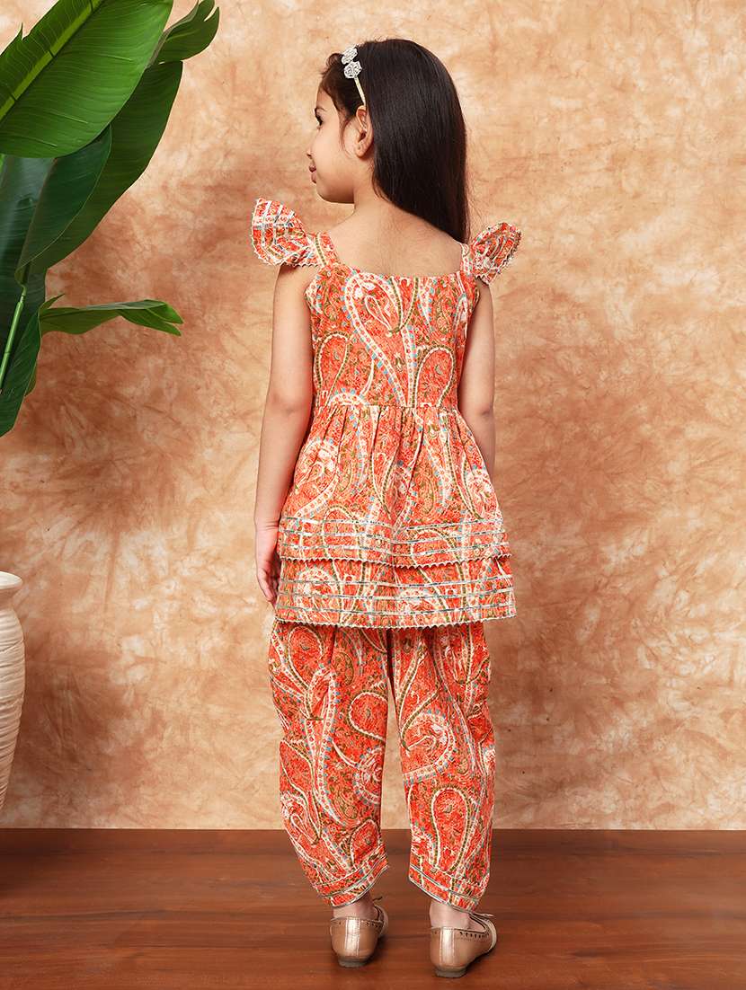 girls printed cotton kurta salwar set  - 21719853 -  Standard Image - 3