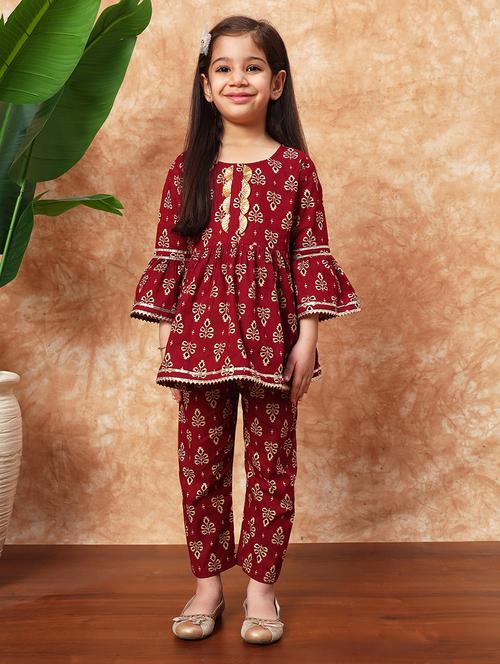 girls printed kurta pant set  - 21719856 -  Standard Image - 0