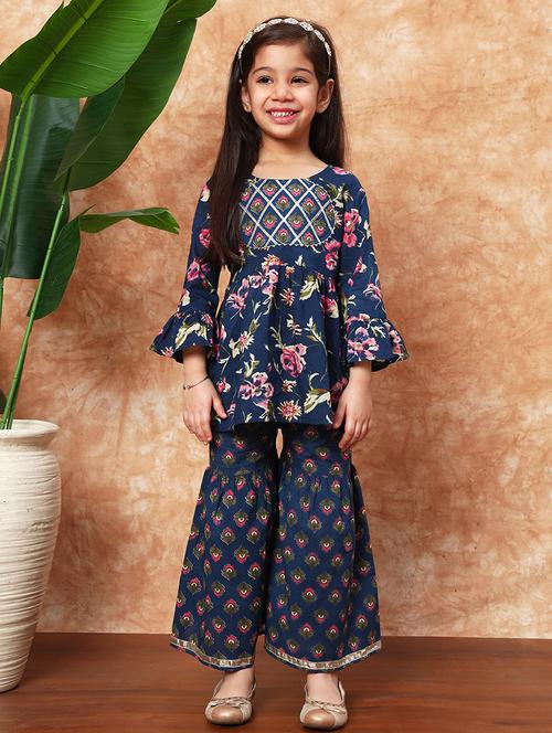 girls floral printed kurta sharara set - 21719862 - Standard Image - 0