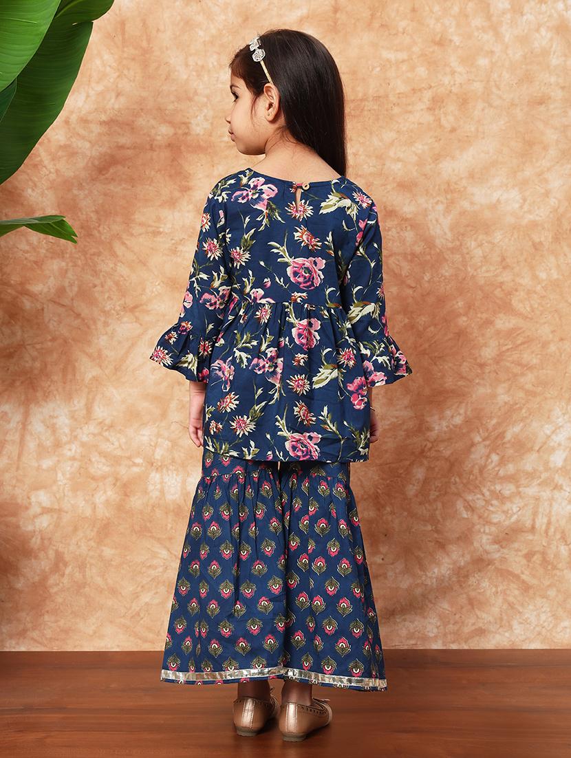 girls floral printed kurta sharara set - 21719862 - Standard Image - 3