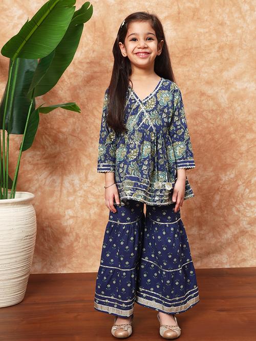 girls printed cotton kurta sharara set    - 21719863 -  Standard Image - 0