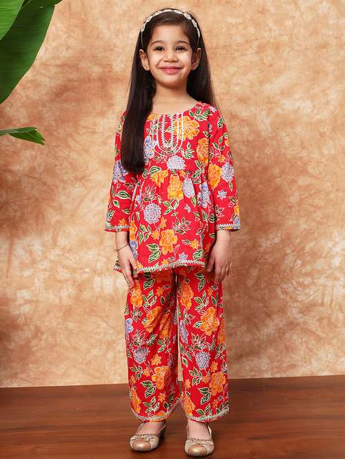girls floral printed kurta sharara set  - 21719869 -  Standard Image - 0