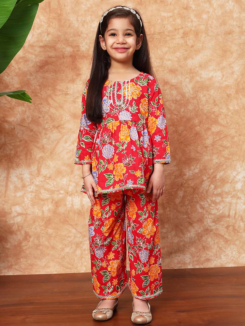 girls floral printed kurta sharara set  - 21719869 -  Zoom Image - 0