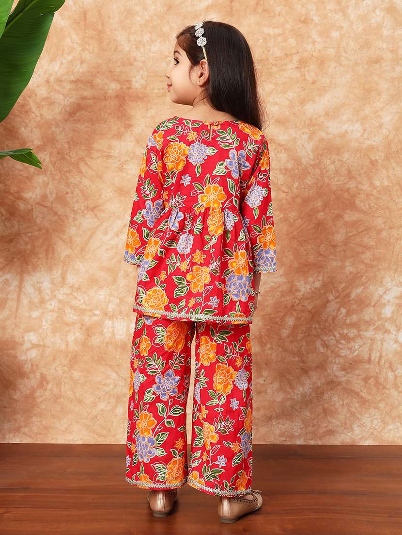 girls floral printed kurta sharara set  - 21719869 -  Standard Image - 3