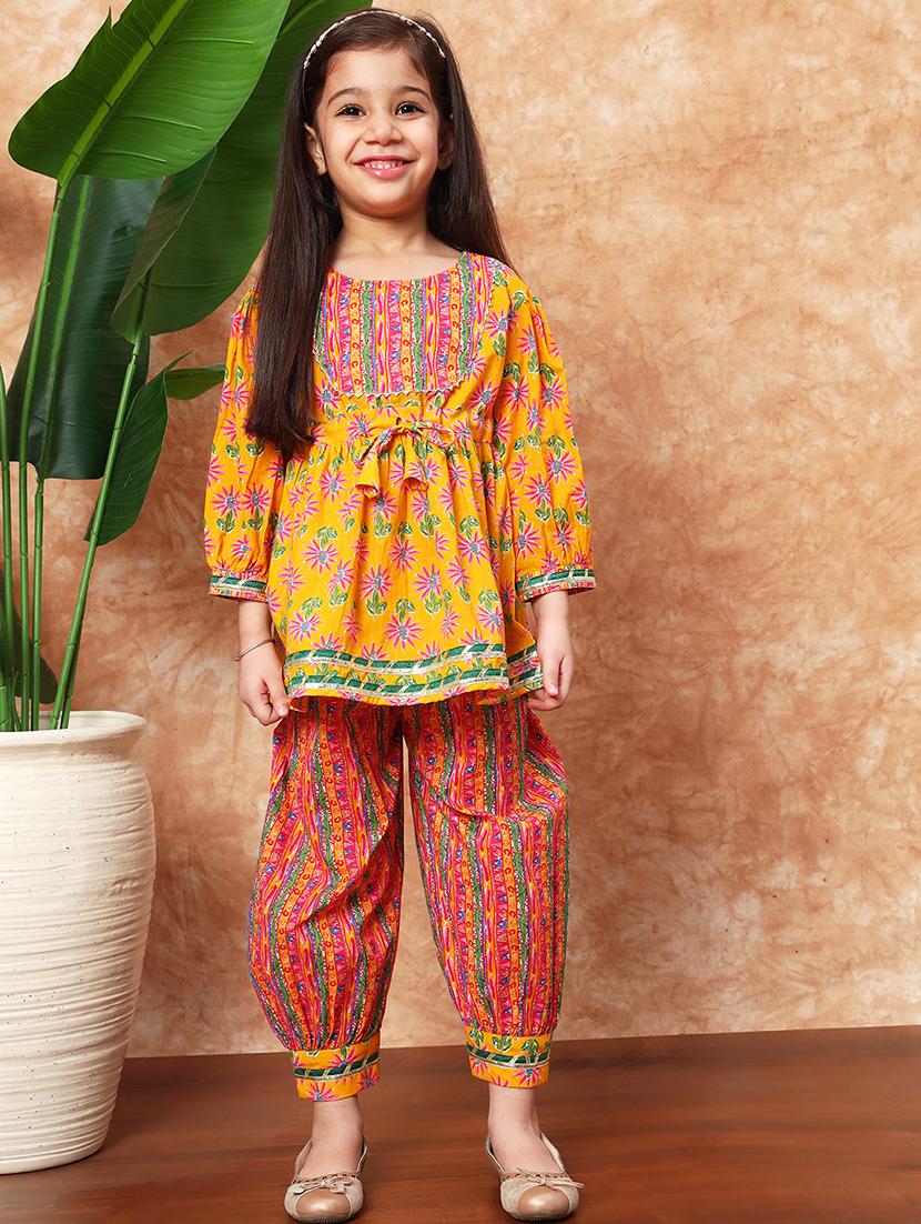 girls printed cotton kurta salwar set  - 21719871 -  Zoom Image - 0