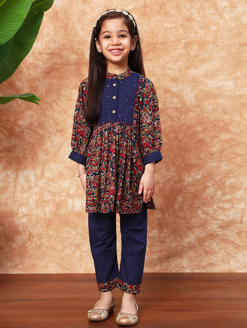 girls printed cotton kurta pant set - 21719872 - Zoom Image - 0