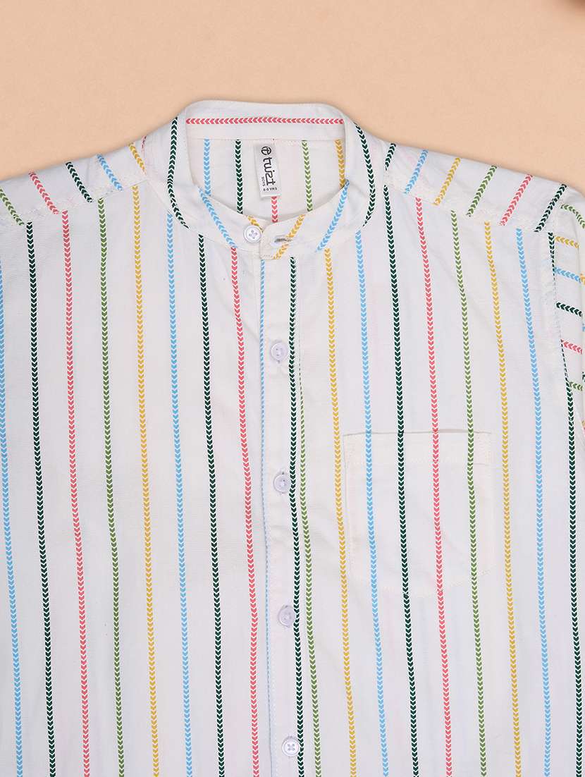 boys striped mandarin neck short sleeve shirt - 21719945 - Standard Image - 3
