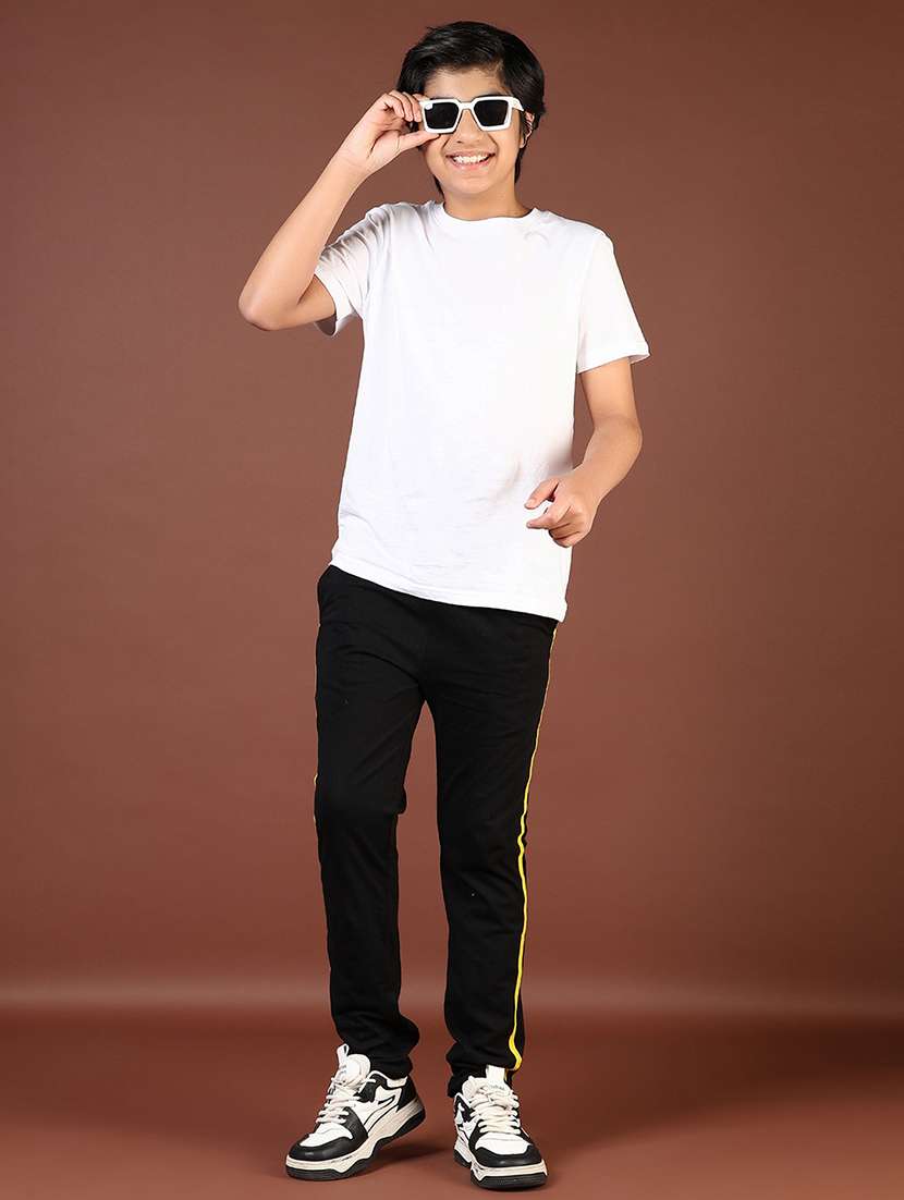 boys black tapered mid irise track pant - 21719951 -  Standard Image - 3