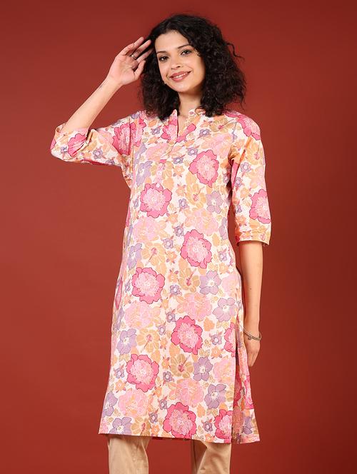 women three quarter sleeves straight kurta - 21719987 - Standard Image - 0