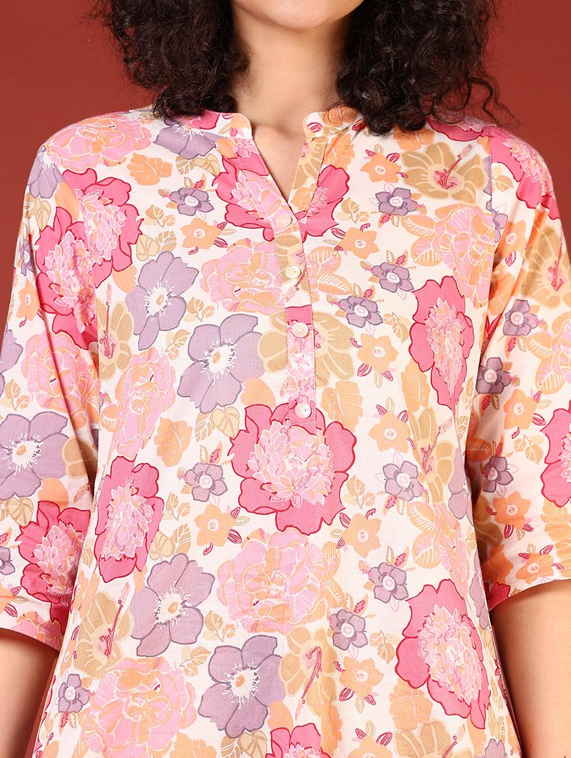 women three quarter sleeves straight kurta - 21719987 - Standard Image - 5