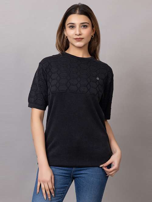 women self design short sleeve t-shirt - 21720079 - Standard Image - 0