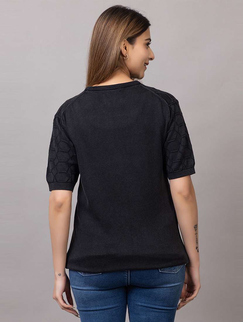 women self design short sleeve t-shirt - 21720079 - Standard Image - 3