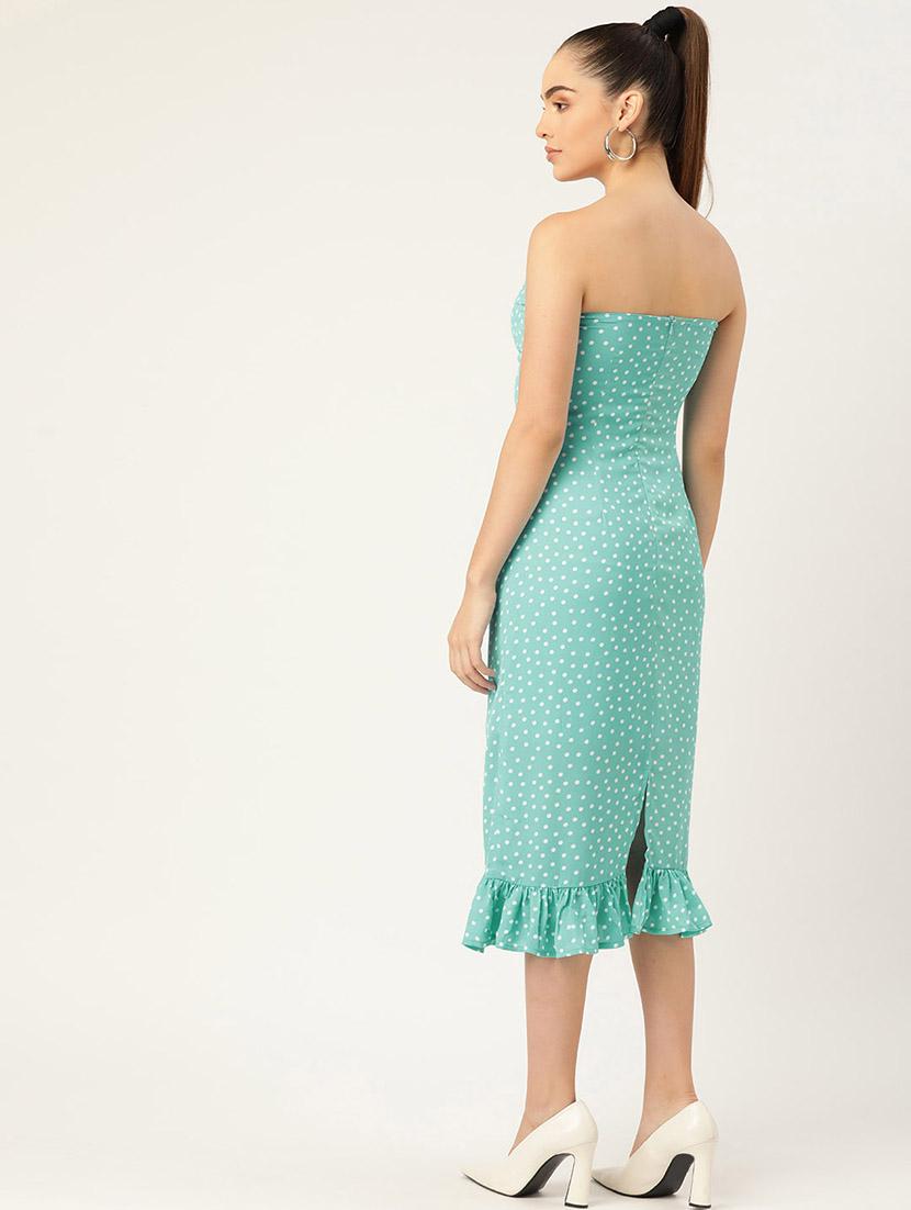 women polka doted calf length tube dress - 21720086 - Standard Image - 3