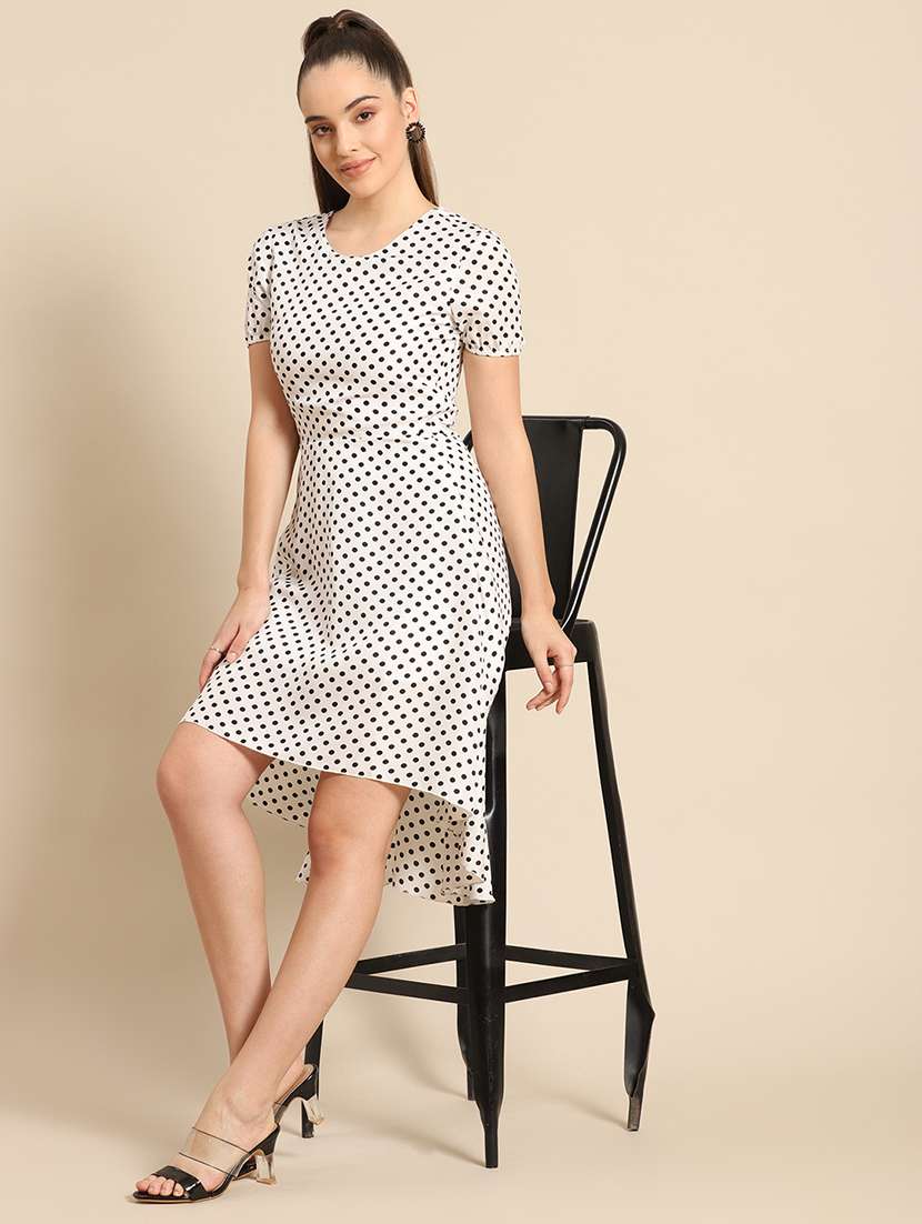 women polka doted high low dress - 21720107 -  Standard Image - 3