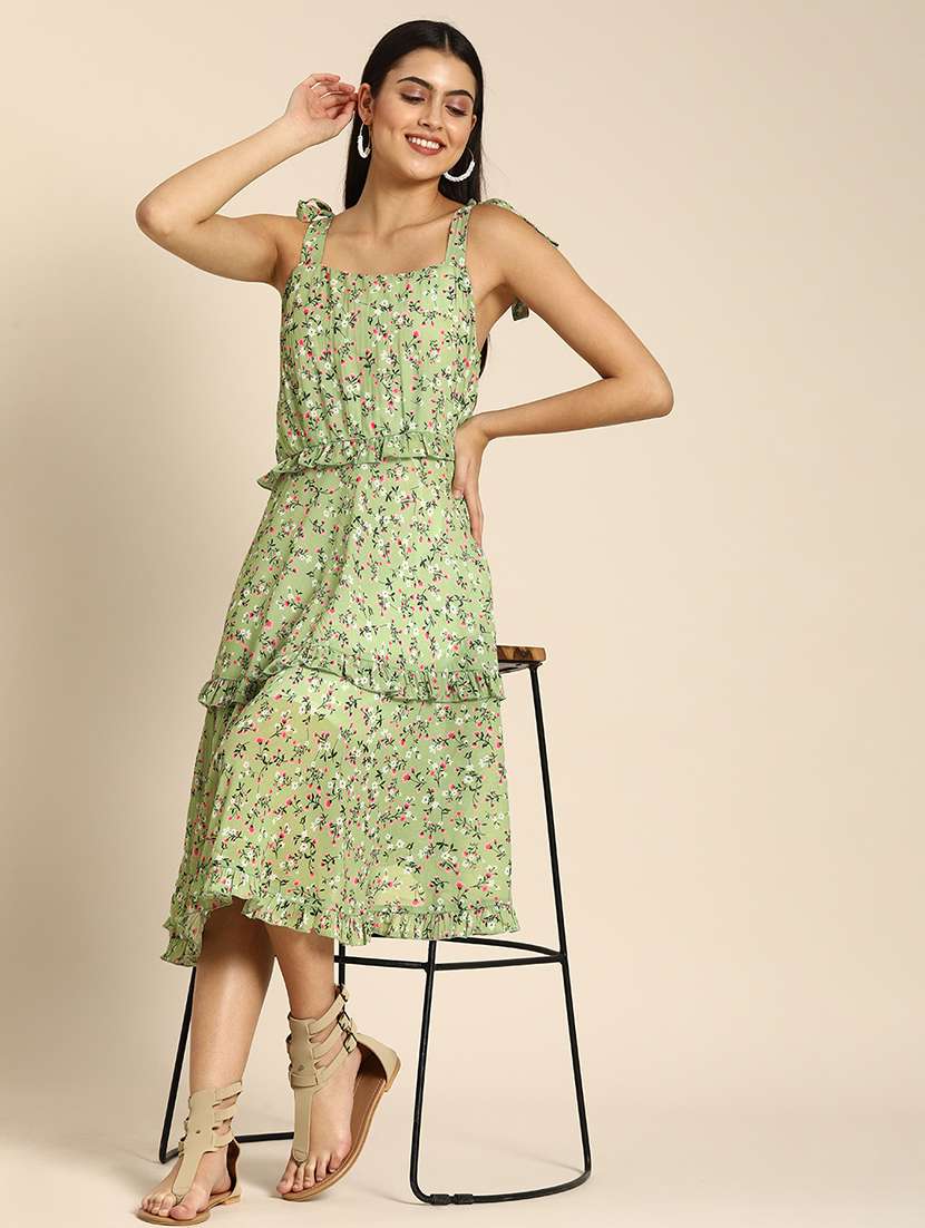 women floral print shoulder strap tiered dress - 21720118 -  Standard Image - 3