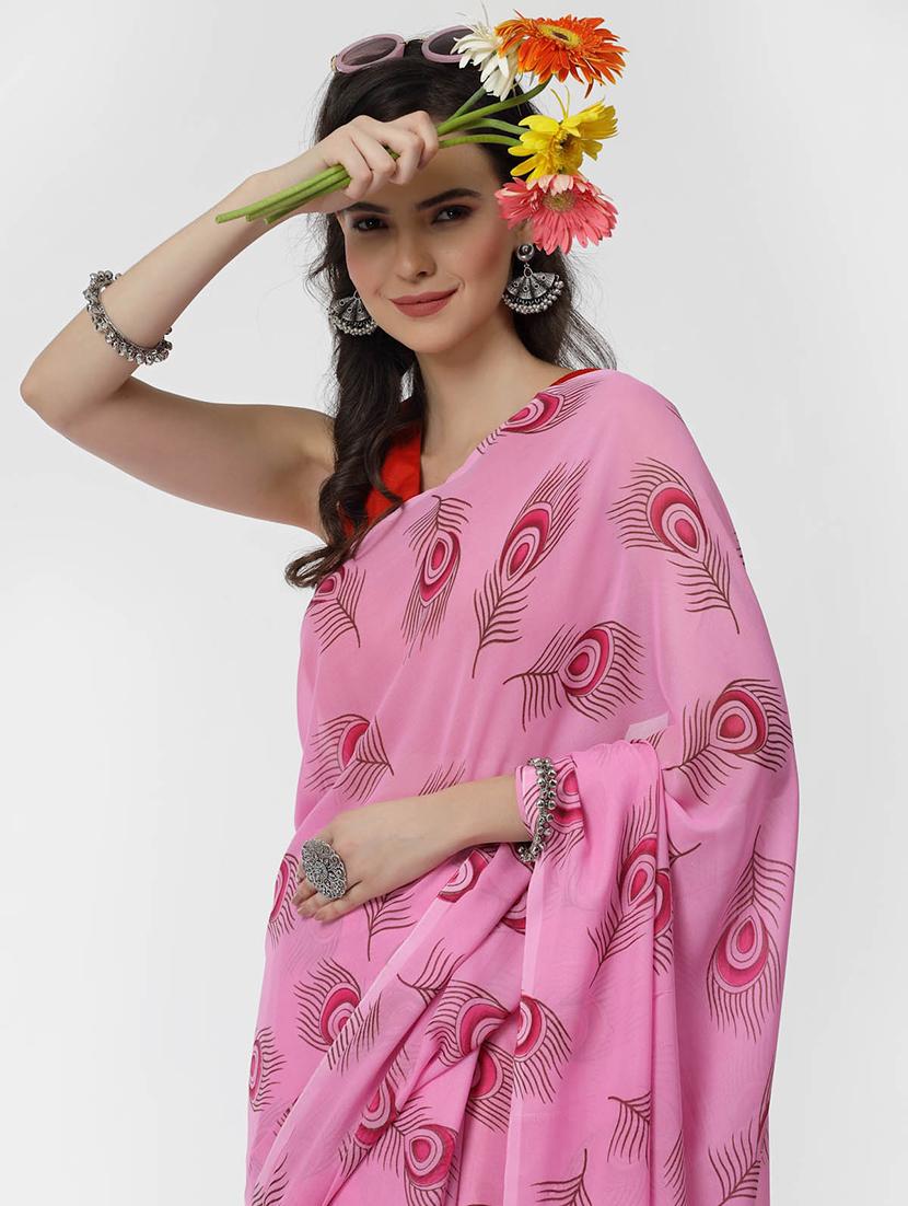 multi colored synthetic printed saree with blouse - 21720155 - Standard Image - 3