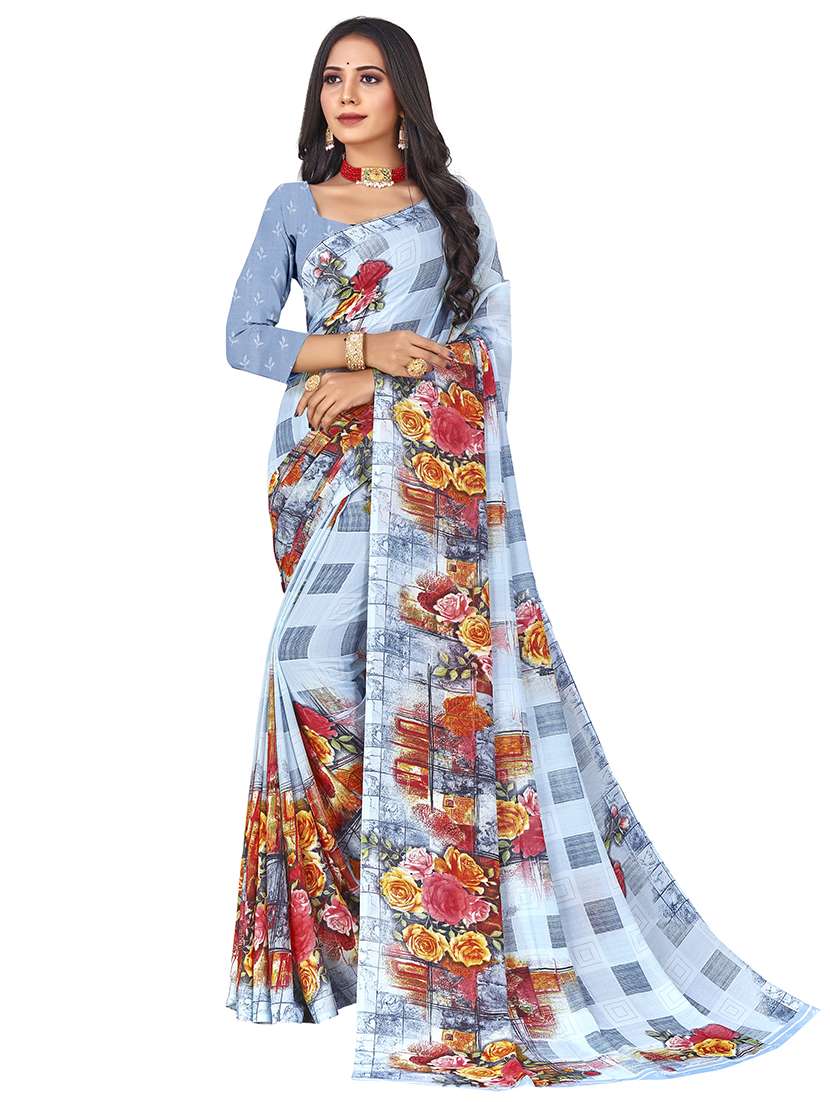 women printed casual wear saree with blouse - 21720196 - Zoom Image - 0