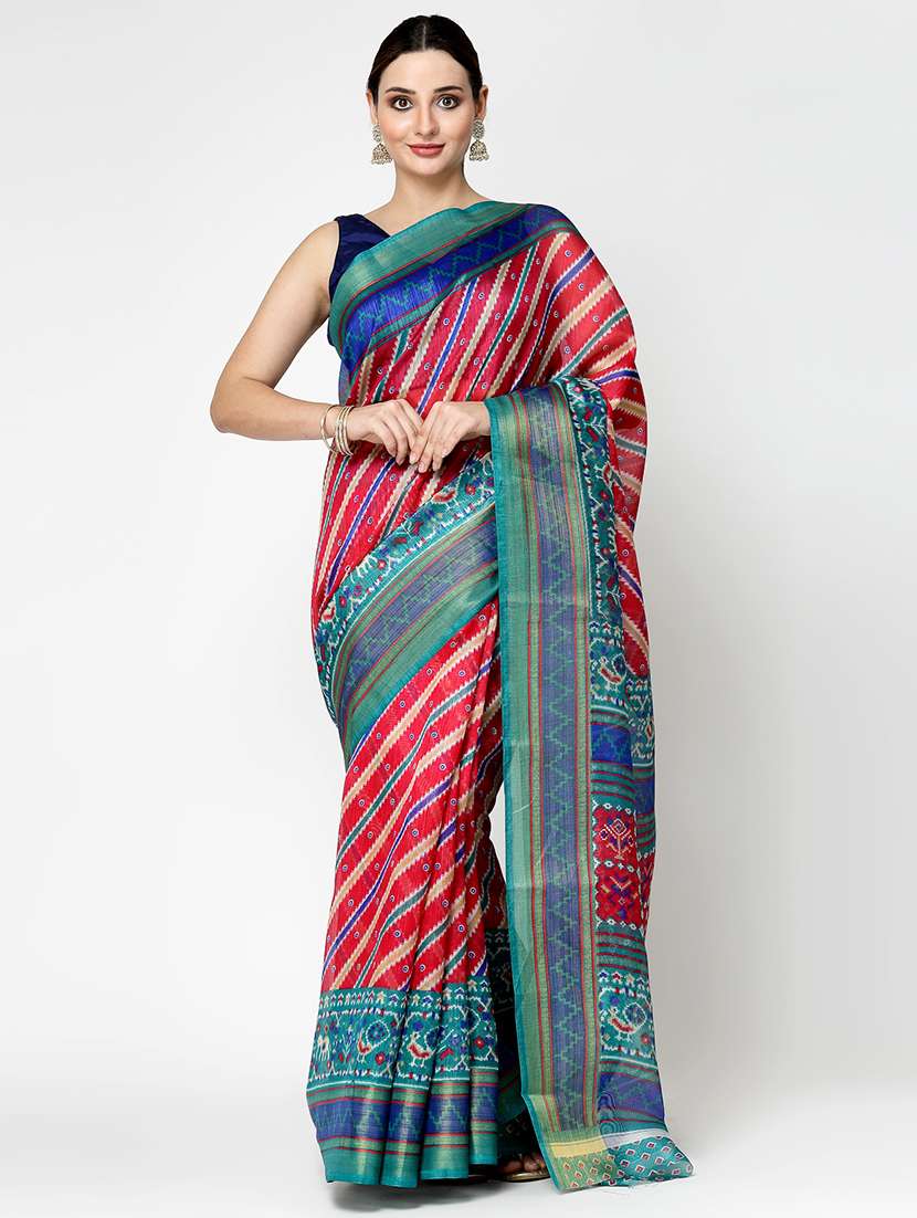 women printed casual wear saree with blouse - 21720222 - Zoom Image - 0