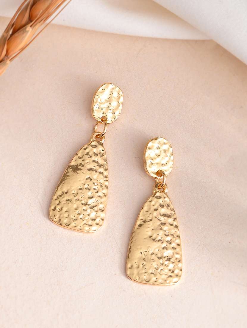 women gold metal drop earrings